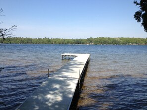 Bass Lake Pier and Very Gradual Depth Change with Hard Sand Bottom