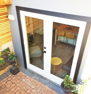 The Suite's front door - south facing onto private patio