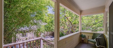 Entry from stairs and front porch