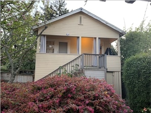 The Cottage is up 1 flight of stairs, full porch and 2 entrance doors 