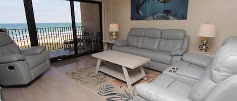 The Living Room Area Features An Amazing Ocean View