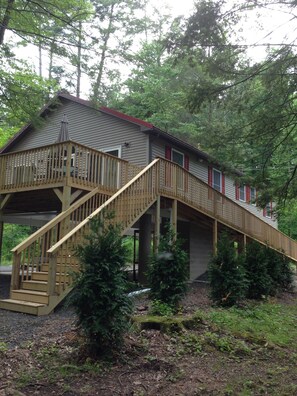 Apart from the ramp there are two staircases - one sheltered underneath.