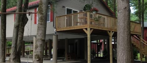 The cottage as seen from the top of the creek bank.