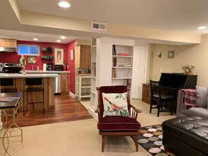 open space and connected kitchen