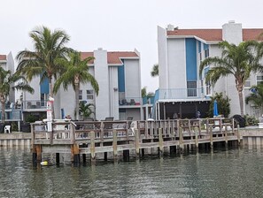 Condo overlooks fishing dock