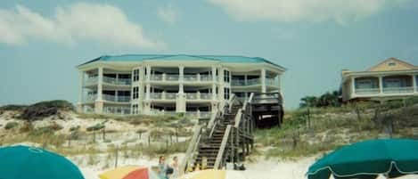 from the beach looking at the condo