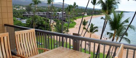 Beach stretches for almost a mile, ending at resorts in Wailea.