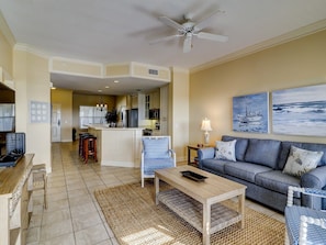 Living Room, Kitchen and Dining Area at 503 North Shore Place