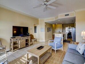 Living Room with TV at 503 North Shore Place