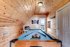 Pool table in loft area