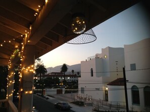 View from the balcony . A little of the mountains and MOXI.