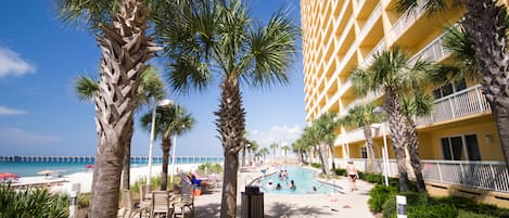 2 lagoon style pools, beach side, across street from Pier Park