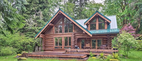 Sky River Lodge nestled into the trees provides solitude, peace and quiet.