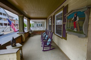 Beautiful Wraparound Porch with Vintage Rocking Chairs