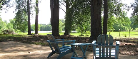 A view of the lake from the patio.
