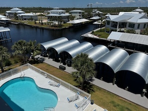 All boat slips, newly covered. 