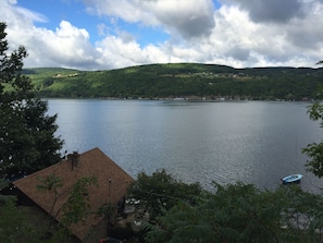 cottage and lake view