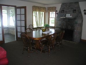 Dining room leads to the large screened porch.