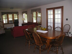 View of dining room and living room.