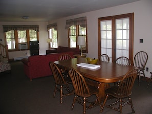 View of dining room and living room.