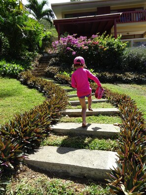 Walking up to the Villa from the beach. 