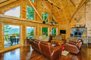 living room area with views of mountains