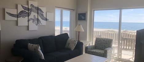 Living room featuring the sea turtles, with a fantastic view of the gulf!!!