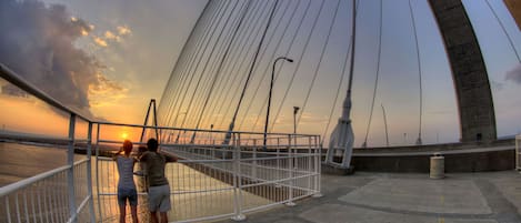 Ravenel Bridge, over looking Downtown Charleston, the harbor, and Fort Sumter!