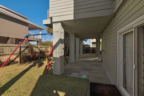 Swing set in the backyard area