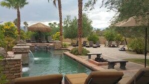 We recently added 500 sq ft of pool deck, fire pit, palapa, and bocci ball court