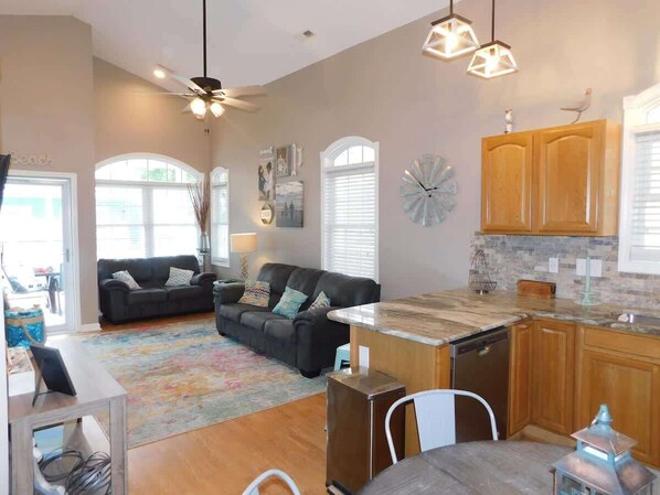 Family room with couch and love seat