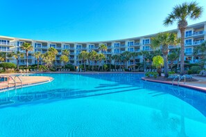 Another view of our 4,500 lagoon-style pool from beach.