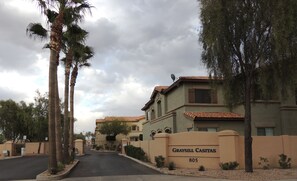 Gated entry, front of condo complex