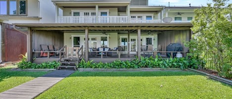 View of our home from the water!  Loads of outdoor space for family time!