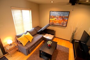 Linens Stowed in Chaise Lounge