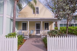 The walkway goes directly into the front door