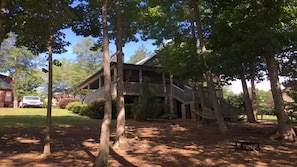 View of our Cabin looking up to cabin from the lake