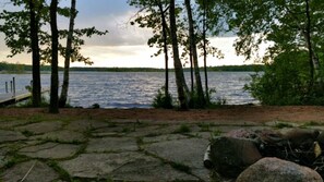 Flagstone walkway to beach area, and dock.