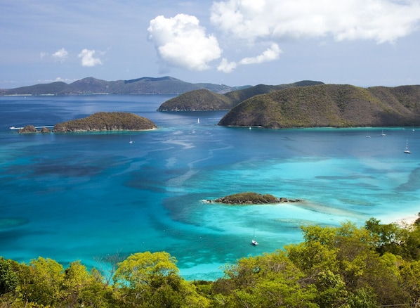 Cinnamon Bay view from home with Jost Van Dyke, Tortola and Francis Bay