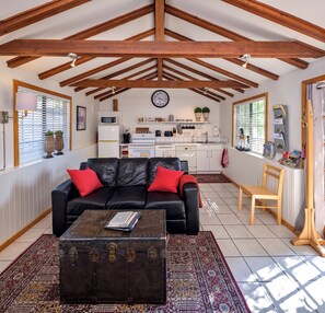 Open living/dining room with full kitchen