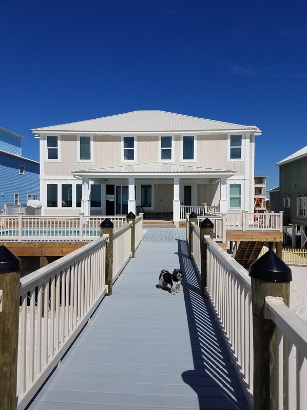 view of the house from the beach