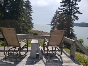 A great spot on the deck facing Pigeon Hill Bay. Photo credit: Cindy Weisbart
