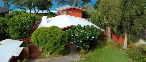 Aerial View of House, Cottage and Waimanalo Beach