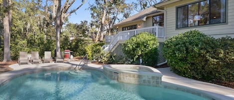 Backyard heated pool and spa