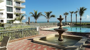 Our oceanfront home offers lovely views of the ocean , river, and heated pool