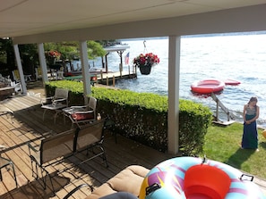 A great covered deck and amenities make for tons of fun each day