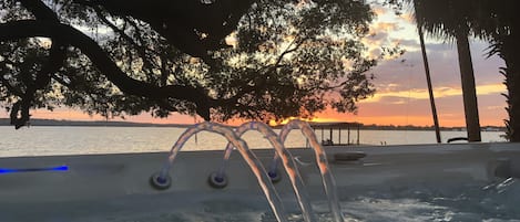 Sunset from the hot tub overlooking Lake Kerr :-)