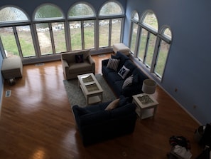 Upstairs looking down living room