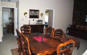 Dining area. Guest BR on left. Mstr BR back to the right.