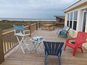 Relax on the large deck and enjoy a wonderful view of the gulf